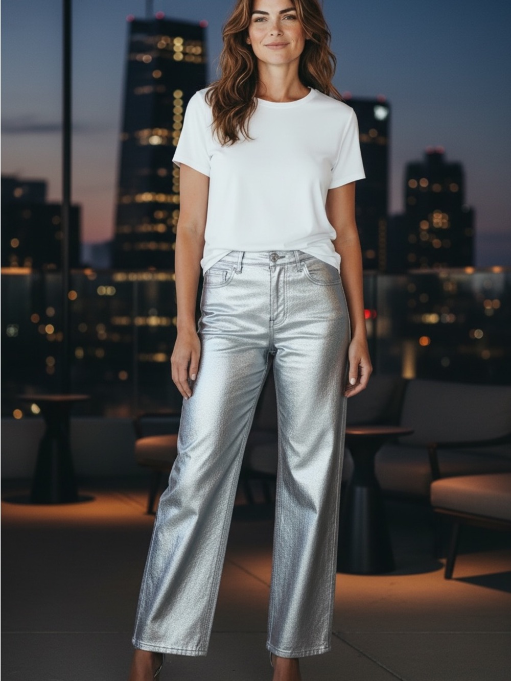 Abercrombie & Fitch Silver Wide-Leg Jeans Size 29 Short NWT